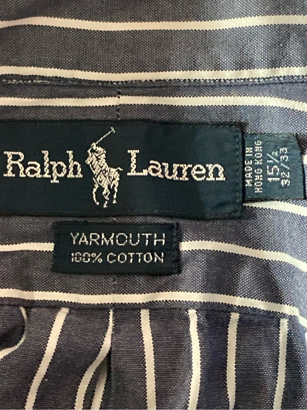 Ralph Lauren Mens SZ M Gray & White Pinstripe Button-Down Dress Shirt VINTAGE